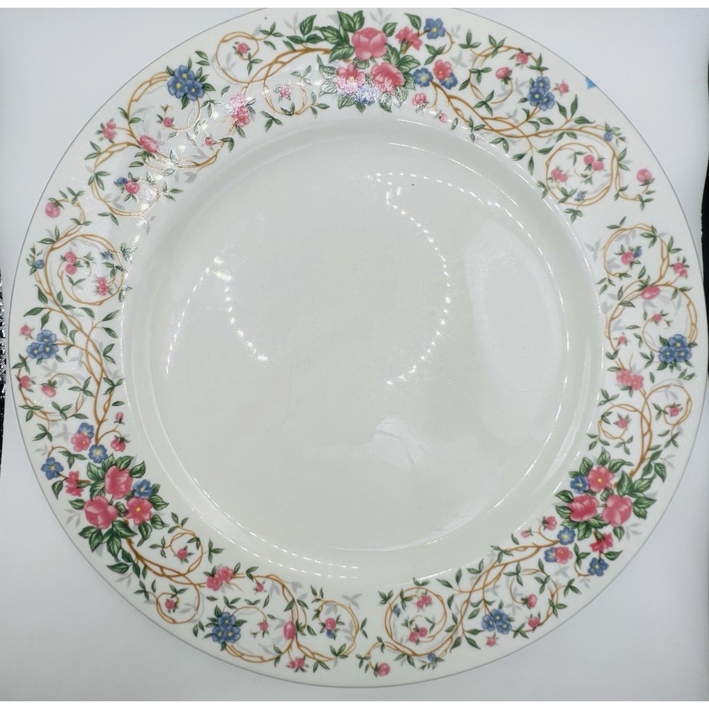 Farberware Monaco Dinner Plate Floral Gold Trim White Vintage 11in Fine China
